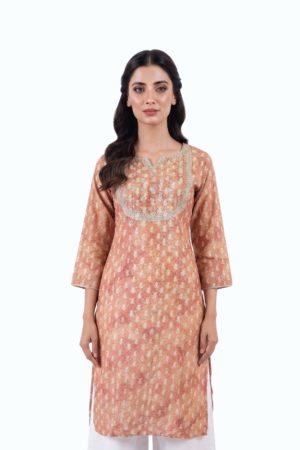 Light Brown Silk Kurti Top by Newish Fashion Destiny