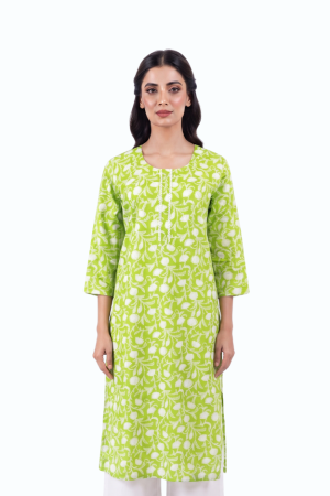 Green Cotton Kurti Top by Newish Fashion Destiny
