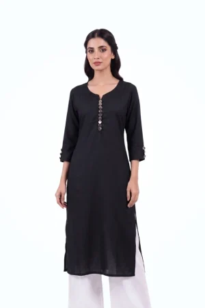 Black and White Cotton Kurti Top by Newish Fashion Destiny