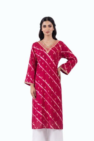 Red with White Lining Cotton Kurti Top by Newish Fashion Destiny